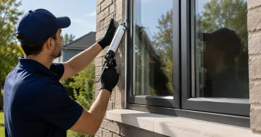 Aluminum window frame with double glazed insulated glass unit installed in a residential wall in King City