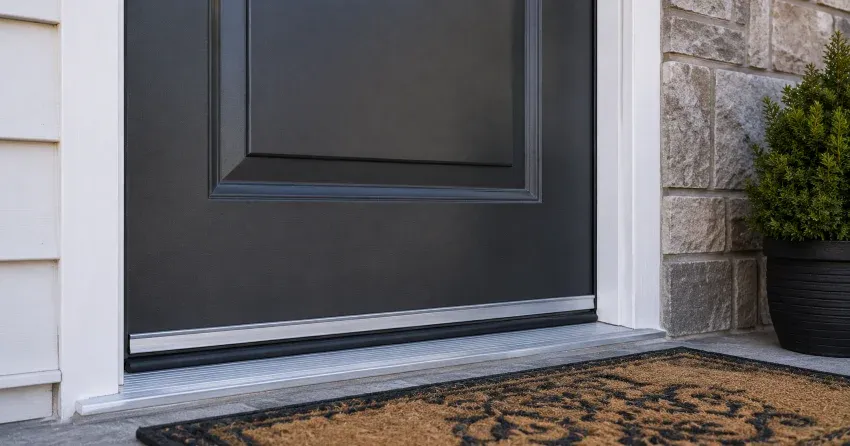 technician replacing worn door weatherstripping in Glenville, King City home