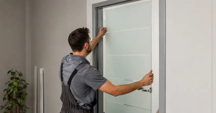 frosted glass interior door panel installation in Lloydtown, King City