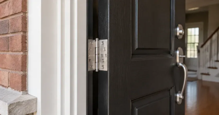 technician repairing a front door lock and frame in Laskay, King City