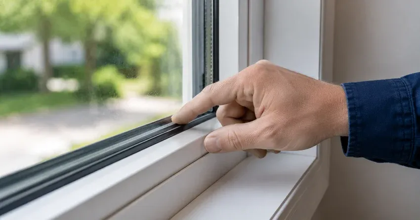 technician inspecting window glass seal in King, King City